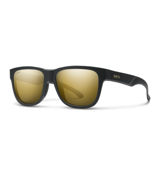 SMITH LOWDOWN SLIM 2 MATTE BLACK GOLD SUNGLASSES W/CHROMAPOP POLARIZED BLACK GOLD LENS