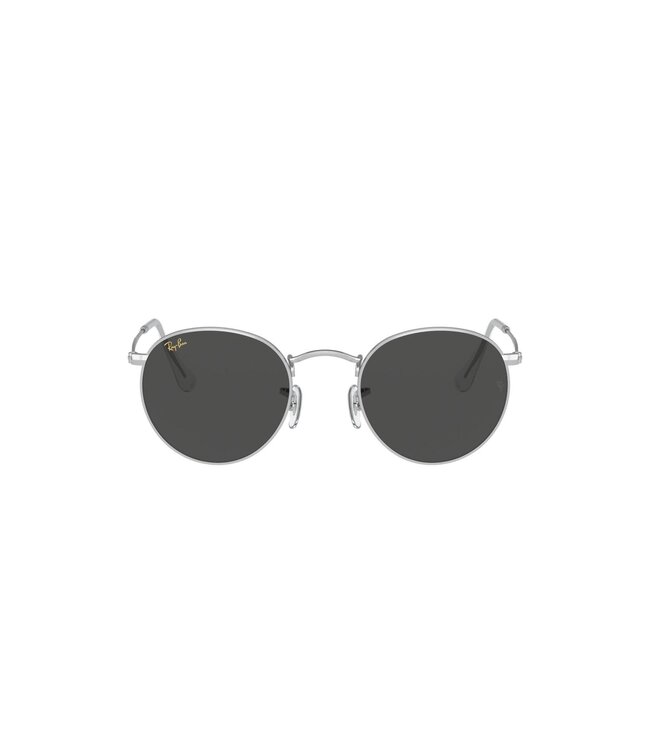 RAY-BAN ROUND METAL SUNGLASSES SILVER w/ DARK GREY