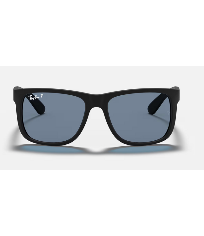 RAY-BAN JUSTIN SUNGLASSES RUBBER BLACK w/ DARK BLUE LENS