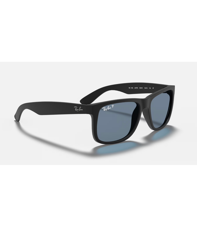 RAY-BAN JUSTIN SUNGLASSES RUBBER BLACK w/ DARK BLUE LENS