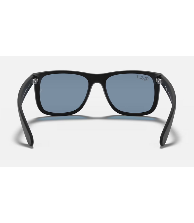 RAY-BAN JUSTIN SUNGLASSES RUBBER BLACK w/ DARK BLUE LENS
