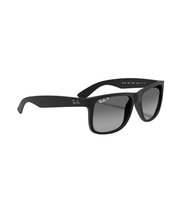 RAY-BAN JUSTIN SUNGLASSES RUBBER BLACK w/ LIGHT GREY GRADIENT LENS