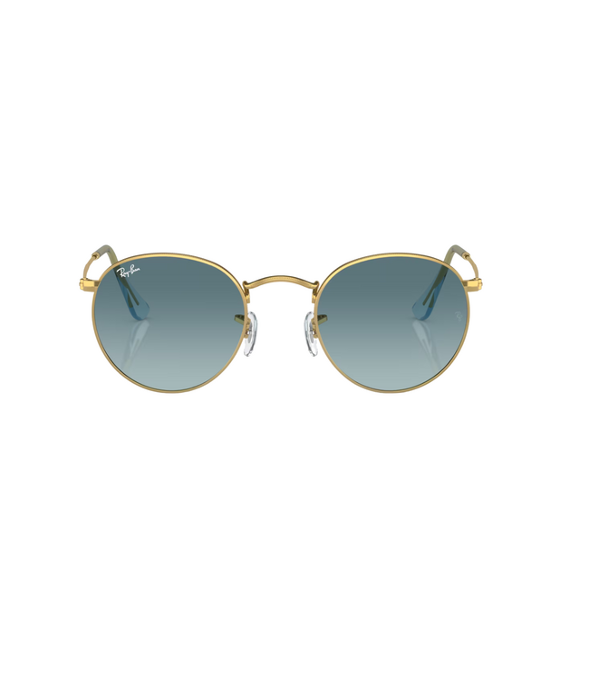 RAY-BAN ROUND METAL SUNGLASSES GOLD w/BLUE GRADIENT GREY
