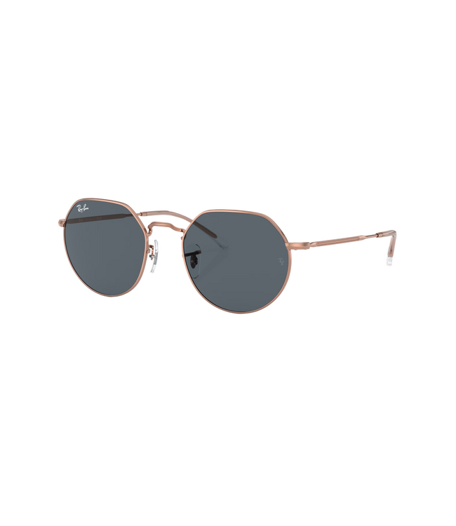 RAY-BAN JACK SUNGLASSES ROSE GOLD w/ BLUE LENS