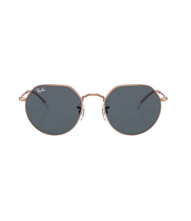 RAY-BAN JACK SUNGLASSES ROSE GOLD w/ BLUE LENS