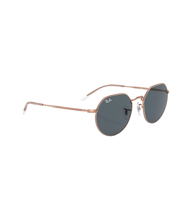 RAY-BAN JACK SUNGLASSES ROSE GOLD w/ BLUE LENS