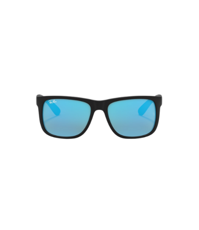 RAY-BAN RB4165 JUSTIN SUNGLASSES RUBBER BLACK w/ BLUE FLASH