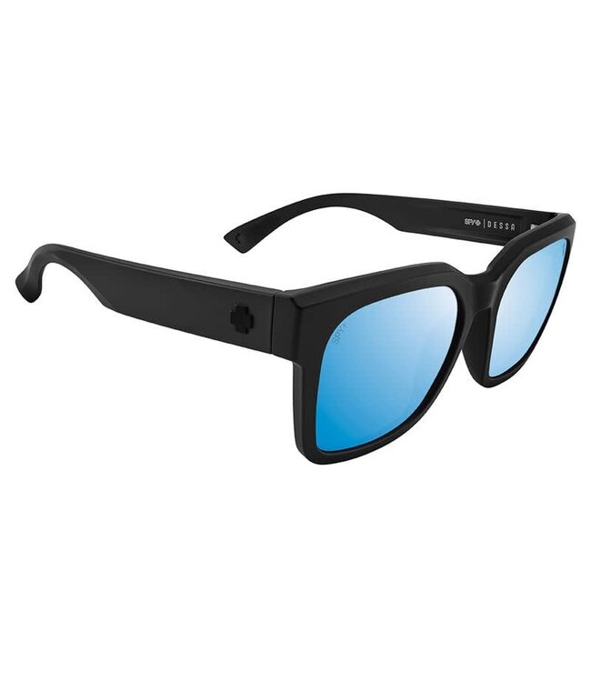 SPY DESSA MATTE BLACK SUNGLASSES w/HAPPY BOOST POLARIZED ICE BLUE MIRROR