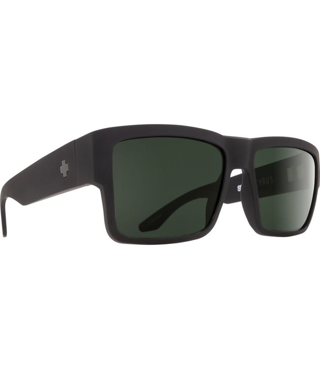 SPY CYRUS SOFT MATTE BLACK SUNGLASSES w/ HD PLUS GREY GREEN POLAR