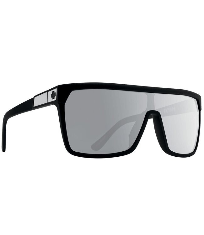 SPY FLYNN SOFT MATTE BLACK SUNGLASSES w/ HAPPY GREY GREEN POLARIZED SILVER SPECTRA MIRROR