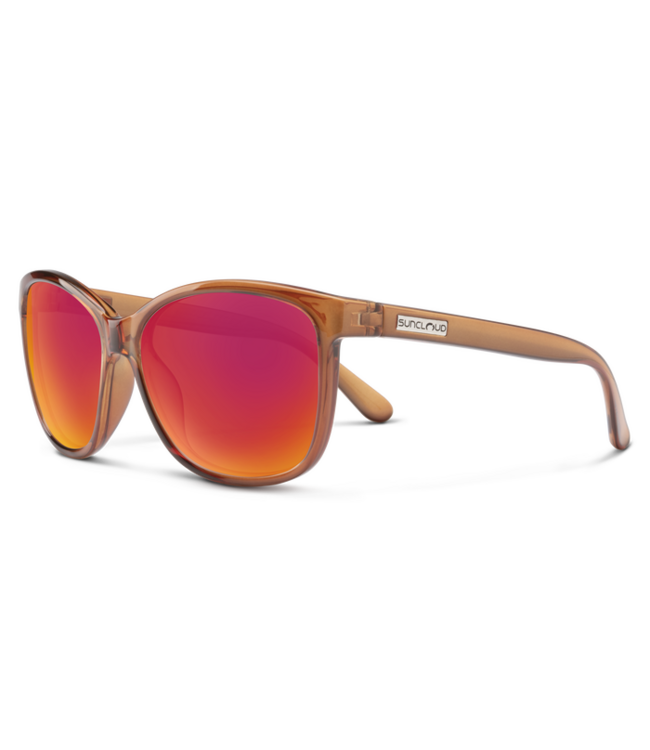 SUNCLOUD SASHAY CRYSTAL AMBER SUNGLASSES w/ RED MIRROR POLAR