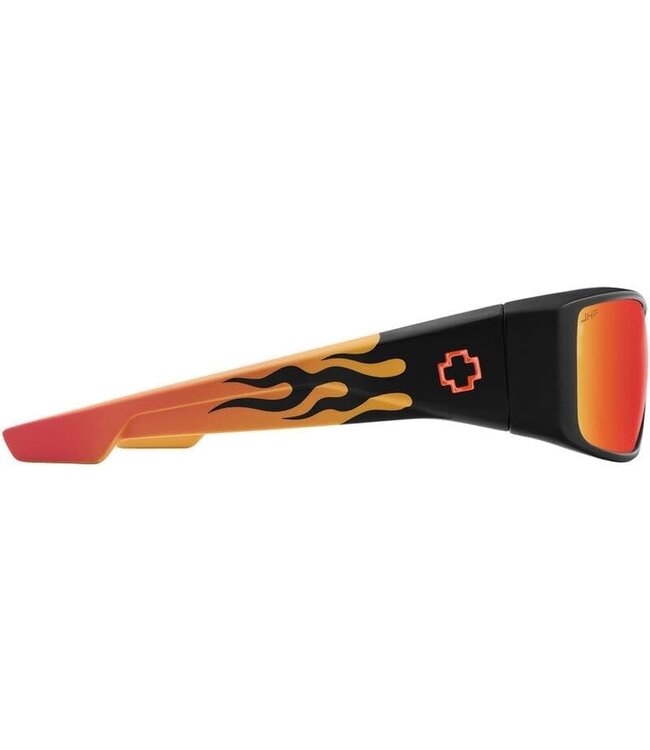 SPY LOGAN BOO J MATTE BLACK ORANGE FLAME SUNGLASSES w/ HAPPY GREY GREEN RED MIRROR