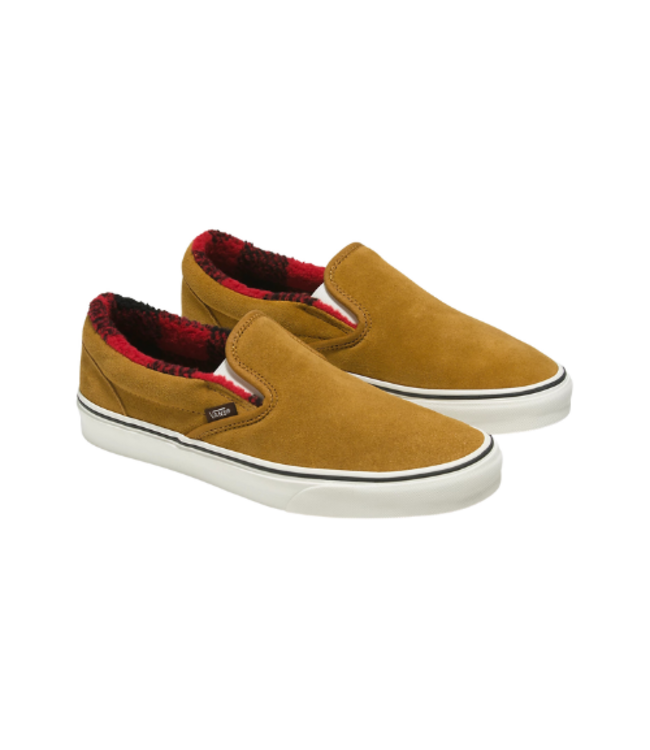 VANS MENS CLASSIC SLIP-ON SHOES COZY HUG GOLDEN BROWN