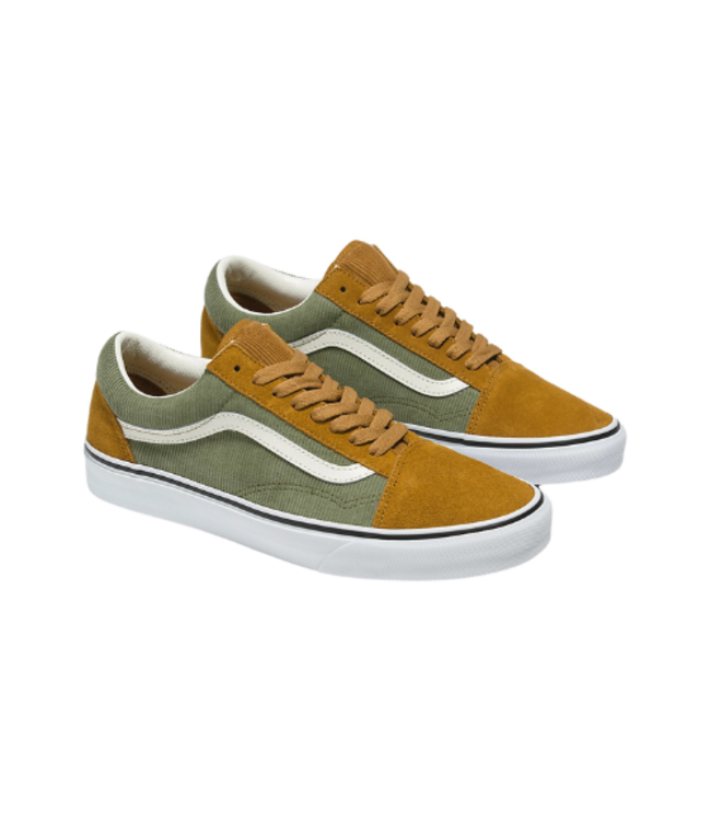 VANS MENS OLD SKOOL SHOES MINI CORD GREEN /BROWN