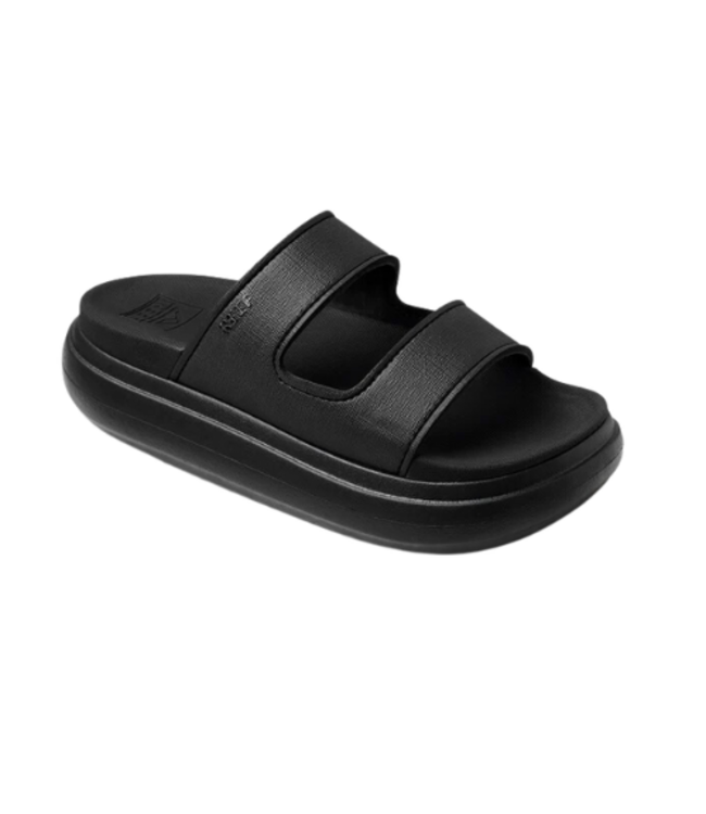 REEF WOMENS CUSHION BONDI 2 BAR SANDALS BLACK/BLACK