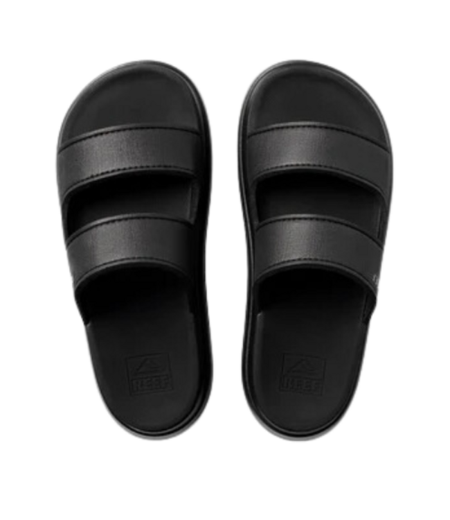 REEF WOMENS CUSHION BONDI 2 BAR SANDALS BLACK/BLACK