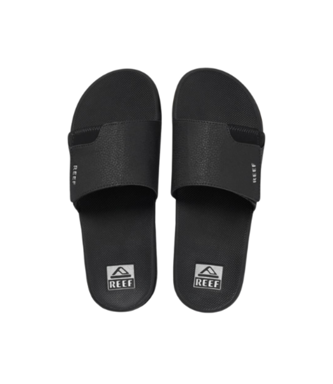 REEF MENS FANNING SLIDE SANDALS BLACK SILVER