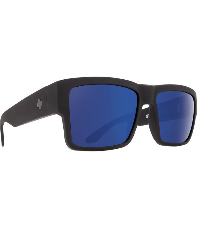 SPY CYRUS SOFT MATTE BLACK SUNGLASSES w/ HAPPY BRONZE BLUE SPECTRA MIRROR