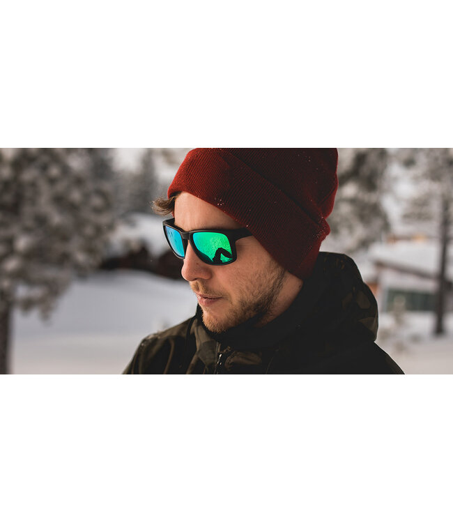 BLENDERS CANYON CELTIC LIGHT MATTE BLACK SUNGLASSES w/ GREEN POLAR