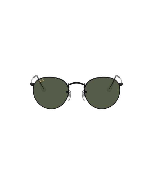 RAY-BAN ROUND METAL SUNGLASSES BLACK w/ G15 GREEN