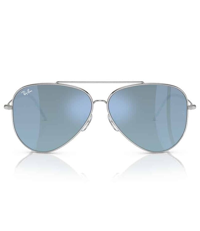 RAY-BAN RBR0101 AVIATOR REVERSE SILVER SUNGLASSES w/ DARK GREY MIRROR TURQUOISE