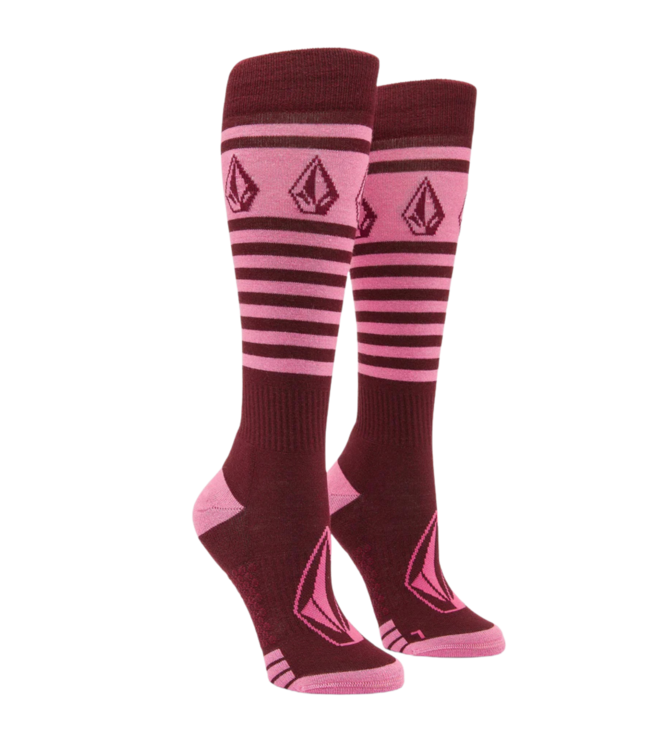 VOLCOM WOMENS STRIKER WOOL BLEND OTC SOCK BURGUNDY 2025