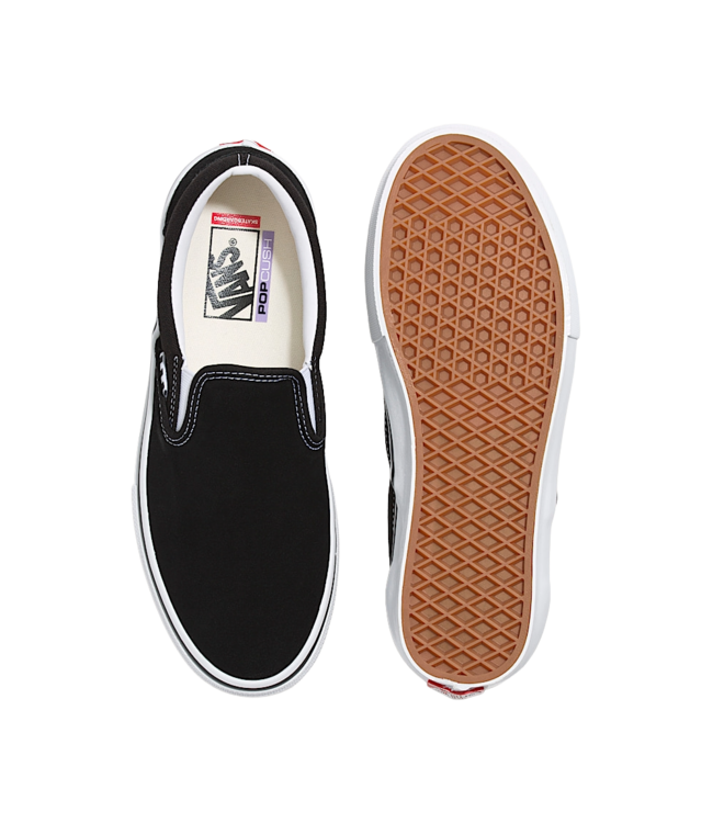 VANS MENS SKATE SLIP-ON SHOES BLACK/WHITE