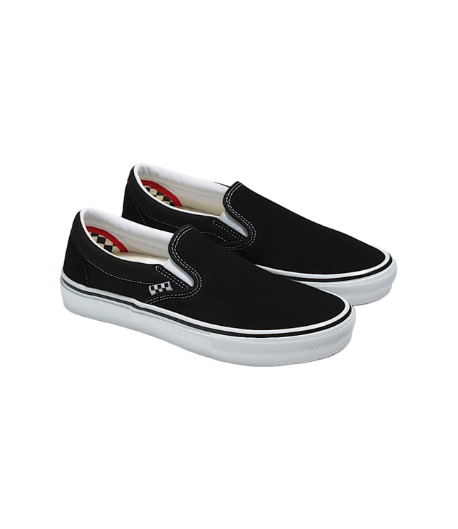 VANS MENS SKATE SLIP-ON SHOES BLACK/WHITE