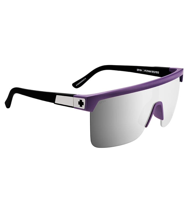 SPY FLYNN 5050 SOFT MATTE PURPLE MATTE BLACK SUNGLASSES w/ HAPPY BRONZE PLATINUM MIRROR