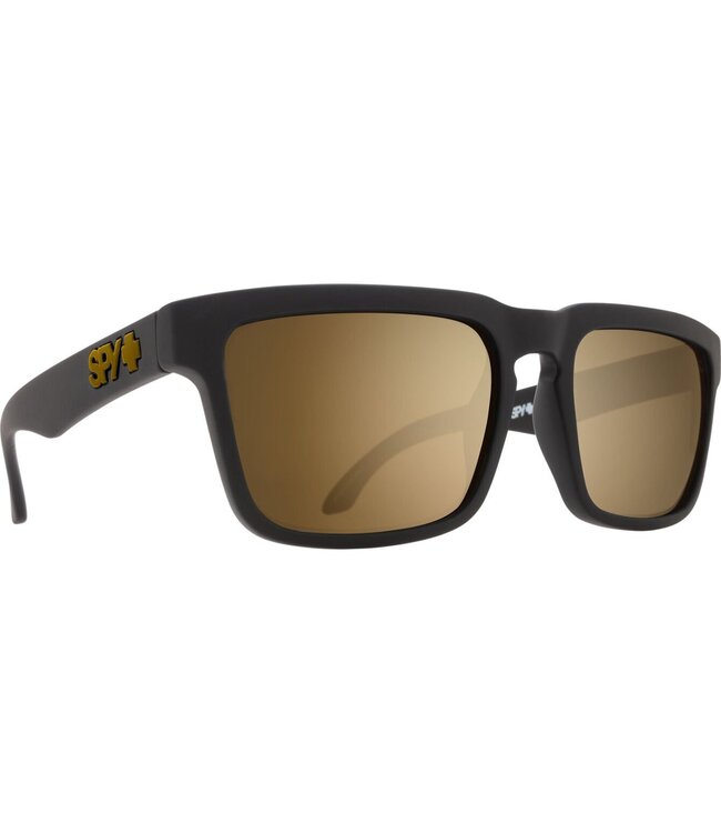SPY HELM LOW BRIDGE FIT SOFT MATTE BLACK SUNGLASSES w/ HAPPY BRONZE GOLD MIRROR