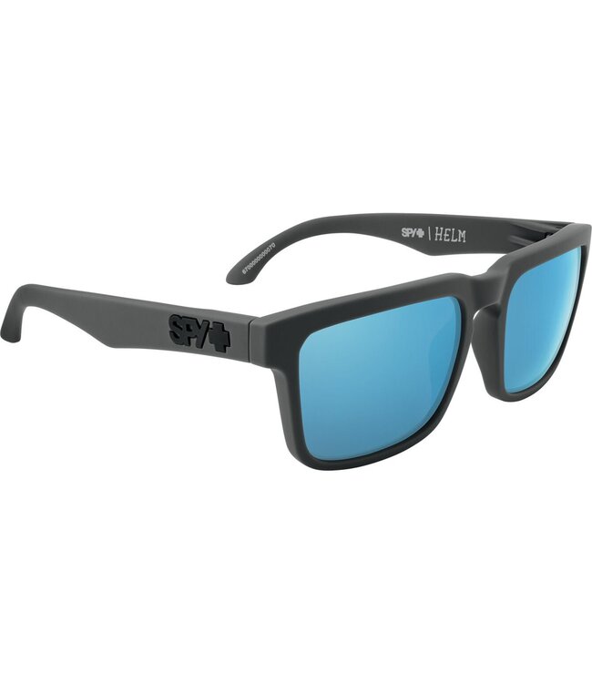 SPY HELM SOFT MATTE DARK GRAY SUNGLASSES w/ HAPPY GREY GREEN POLAR LIGHT BLUE MIRROR