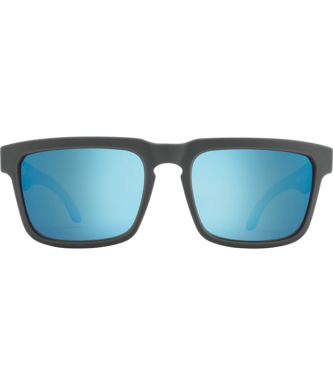 SPY HELM SOFT MATTE DARK GRAY SUNGLASSES w/ HAPPY GREY GREEN POLAR LIGHT BLUE MIRROR
