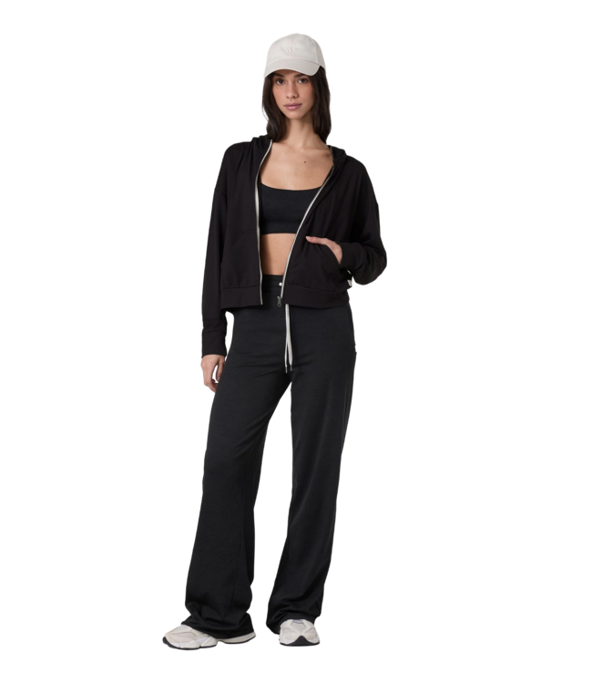 VUORI WOMENS HALO MODERN FULL ZIP HOODIE TRUE BLACK