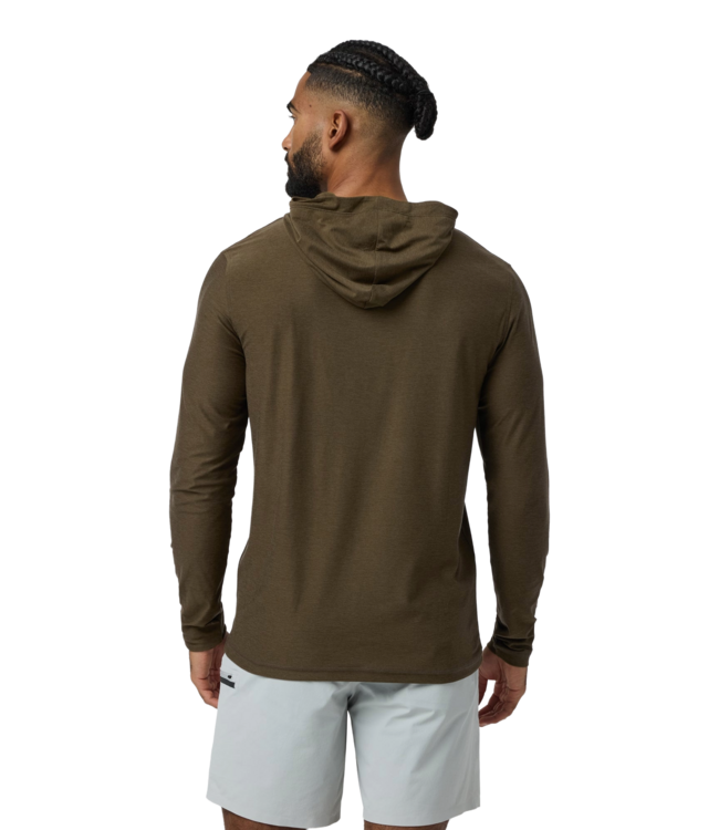 VUORI MENS STRATO TECH HOODIE MOSS GREEN HEATHER