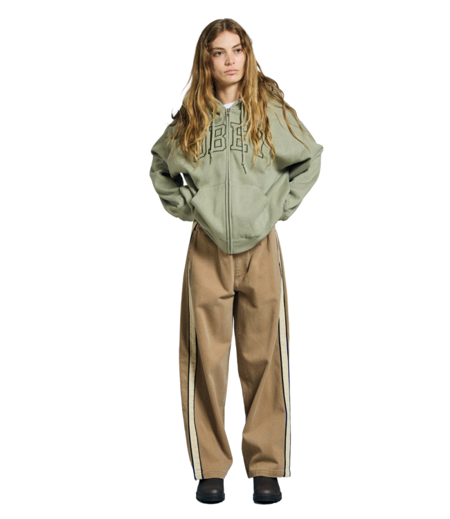 OBEY WOMENS COLLEGIATE BAGGY RELAXED ZIP HOODIE SHADOW