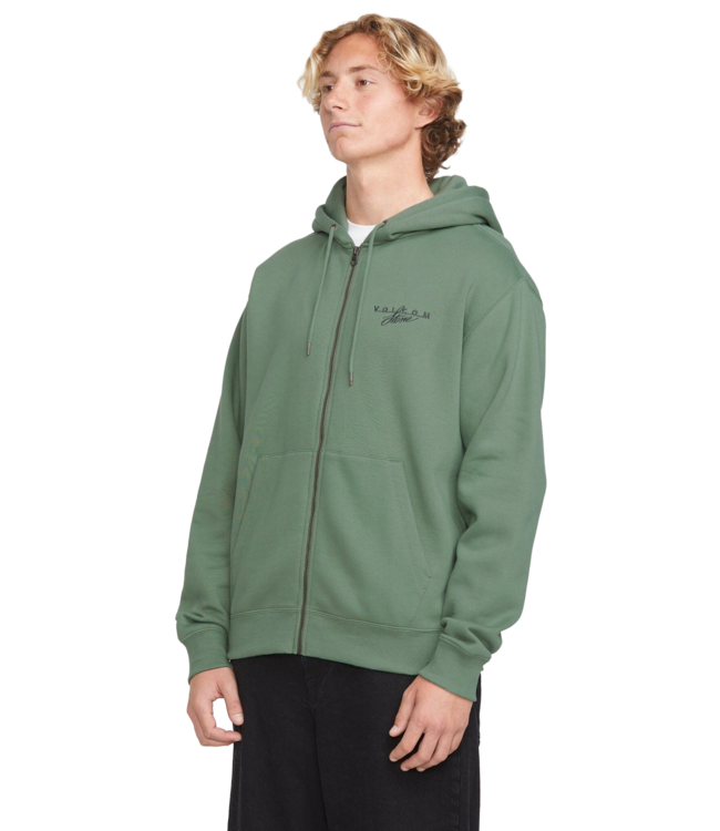 VOLCOM MENS CALMSTONE ZIP HOODIE LIGHT OLIVE