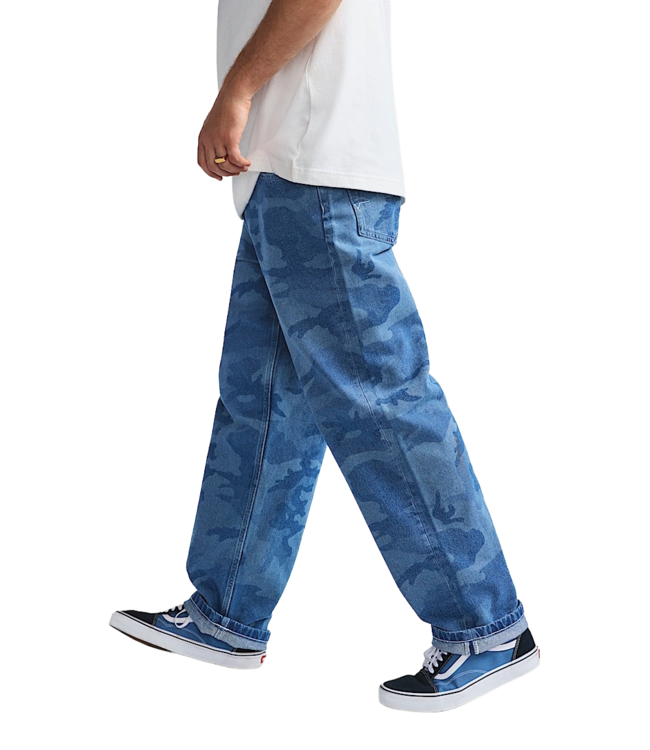 VANS MENS CHECK-5 LOOSE CAMO PRINTED DENIM PANT (CDX) STONEWASH BLUE