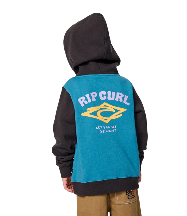 RIP CURL LITTLE BOYS WAVE DAYZ Z/T FLEECE ZIP HOODIE STORM BLUE