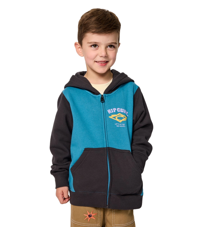 RIP CURL LITTLE BOYS WAVE DAYZ Z/T FLEECE ZIP HOODIE STORM BLUE