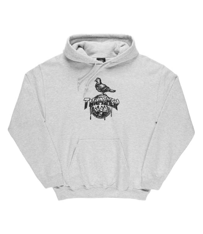THRASHER X ANTIHERO MENS COVER THE EARTH HOODIE ASH GREY