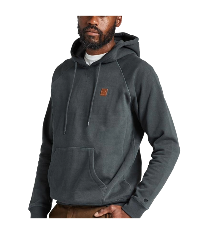 BRIXTON MENS BUILDERS FLEECE HOODIE WASHED BLACK