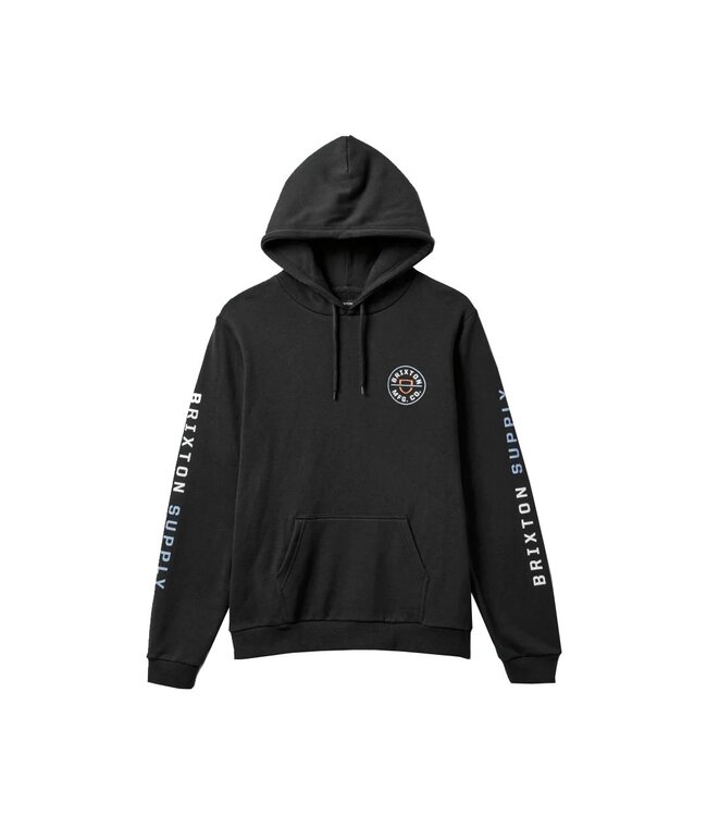 BRIXTON MENS CREST HOODIE BLACK/BLUE/RED
