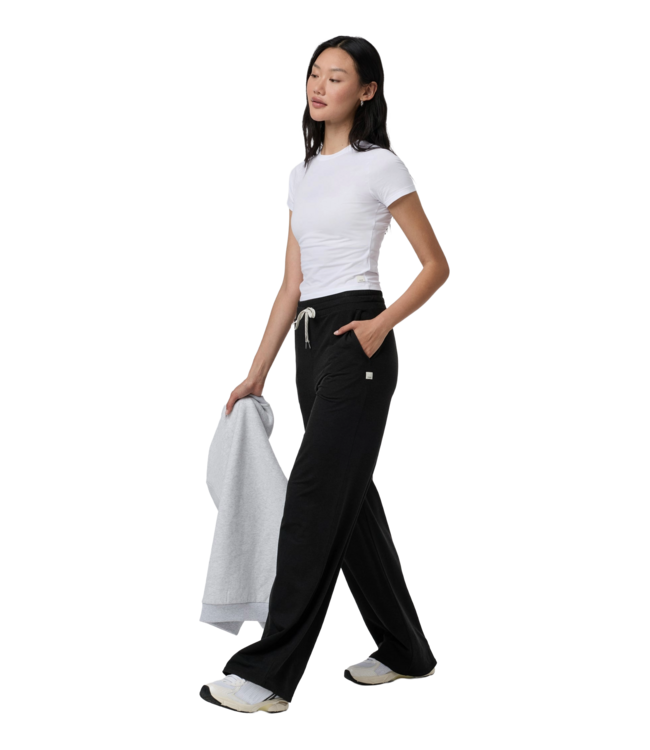 VUORI WOMENS HALO ESSENTIAL WIDE LEG PANT BLACK HEATHER
