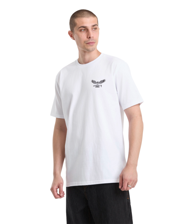 VOLCOM MENS HAMMERED SPLIT SHORT SLEEVE TEE WHITE