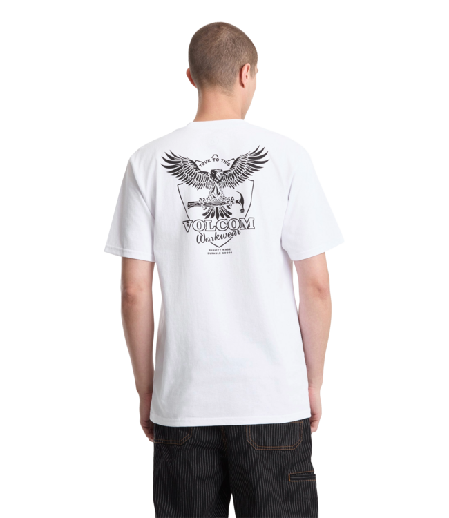 VOLCOM MENS HAMMERED SPLIT SS TEE WHITE