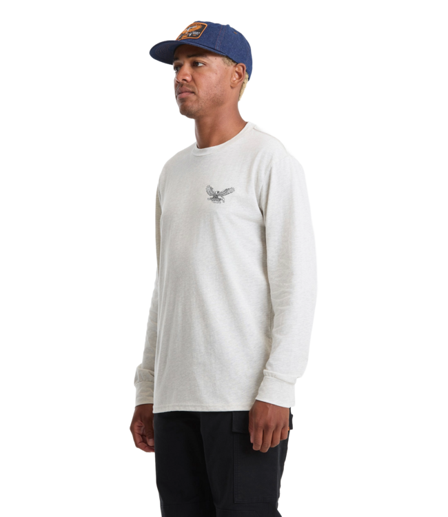 VOLCOM MENS HAMMERED SPLIT LONG SLEEVE TEE STONE HEATHER