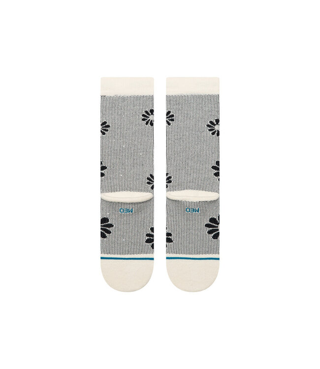 STANCE WOMENS FLORAL STITCH CREW SOCKS IVORY