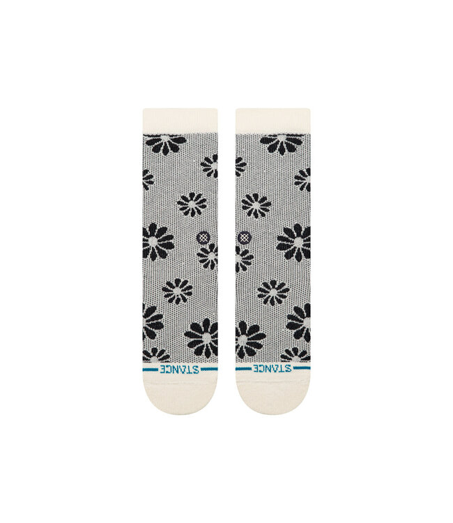 STANCE WOMENS FLORAL STITCH CREW SOCKS IVORY