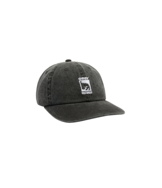OBEY OBEY MENS RECORDS 6 PANEL VELCRO HAT PIGMENT BLACK