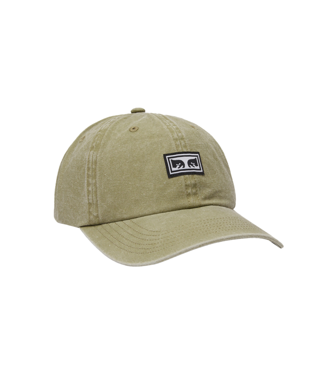 OBEY MENS ICON EYES 6 PANEL VELCRO HAT PIGMENT KHAKI